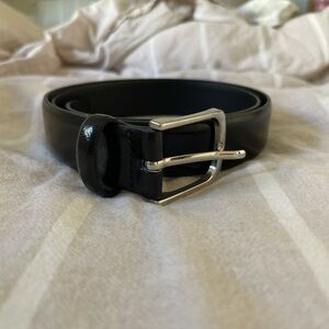 Black Leather Belt with Silver Buckle
